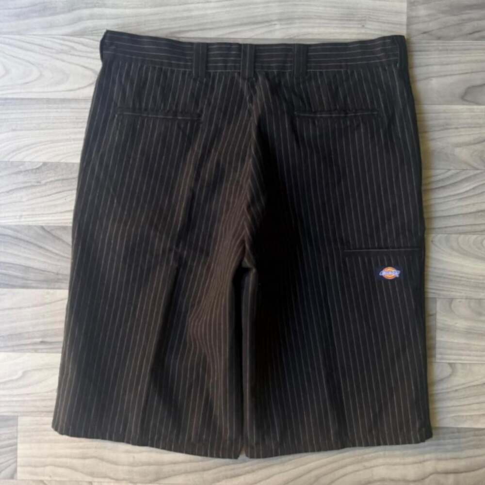 Dickies Pinstripe Baggy Shorts Size 36 Black